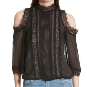 Alice + Olivia Glinda Cold Shoulder Blouse Size S